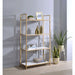 Ottey - Bookshelf - White High Gloss & Gold Unique Piece Furniture