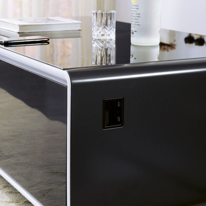 Smart Table Fridge, Multifunctional Coffee Table, Tempered Glass Table Top And Back Storage