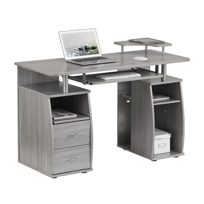 Techni Mobili Complete Computer Workstation Desk With Storage, Gray