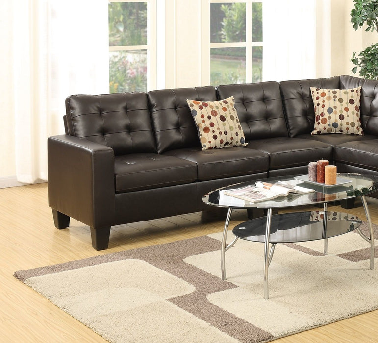 Modular Sectional Espresso Faux Leather 4 Pieces Sectional Sofa LAF And RAF Loveseats Corner Wedge Armless Chair Tufted Cushion Couch