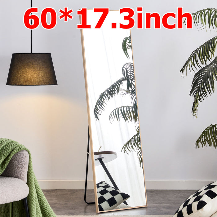 The 3Rd Generation Packaging Upgrade Includes A Light Oak Solid Wood Frame Full Length Mirror, Dressing Mirror, Bedroom Entrance, Decorative Mirror, Clothing Store, And Floor Mounted Mirror