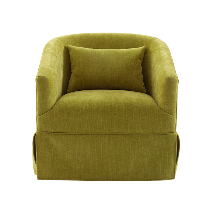 360 Degree Swivel Accent Armchair Linen Blend Fruit Green