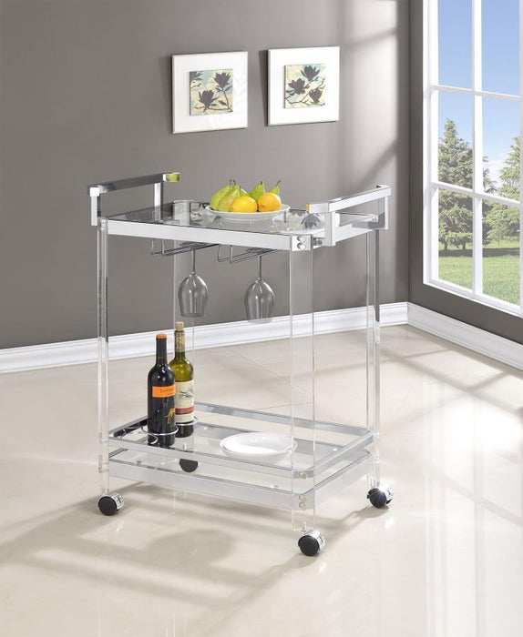 Jefferson - 2-Tier Glass Serving Cart - Clear Unique Piece Furniture