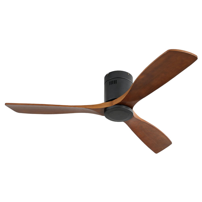 Indoor Wooden Ceiling Fan With 3 Solid Wood Blades Remote Control Reversible Dc Motor Without Light - Black / Dark Walnut