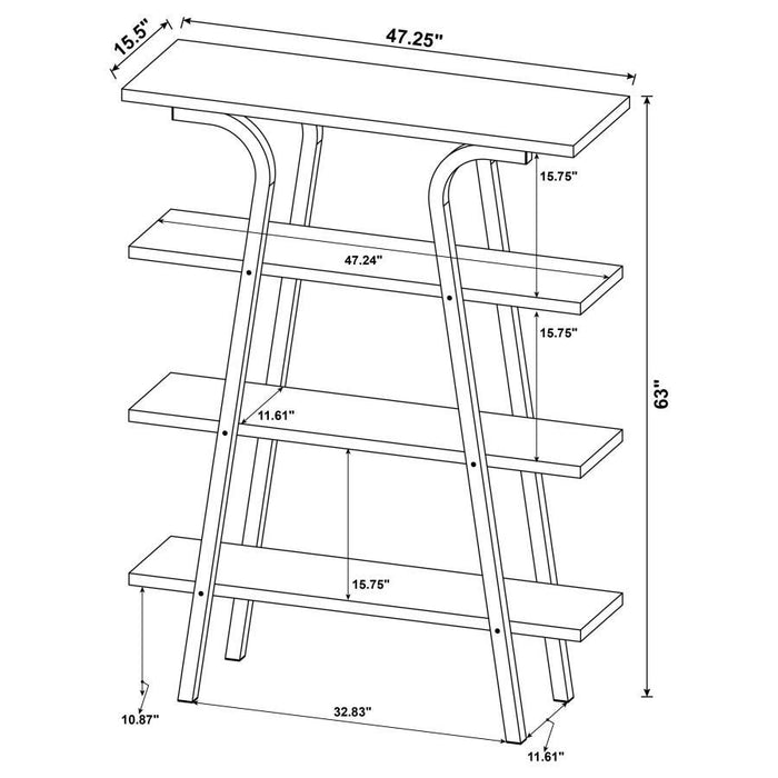 Tatum - 4-Tier Rectangular Bookcase - Cement And Gunmetal Unique Piece Furniture
