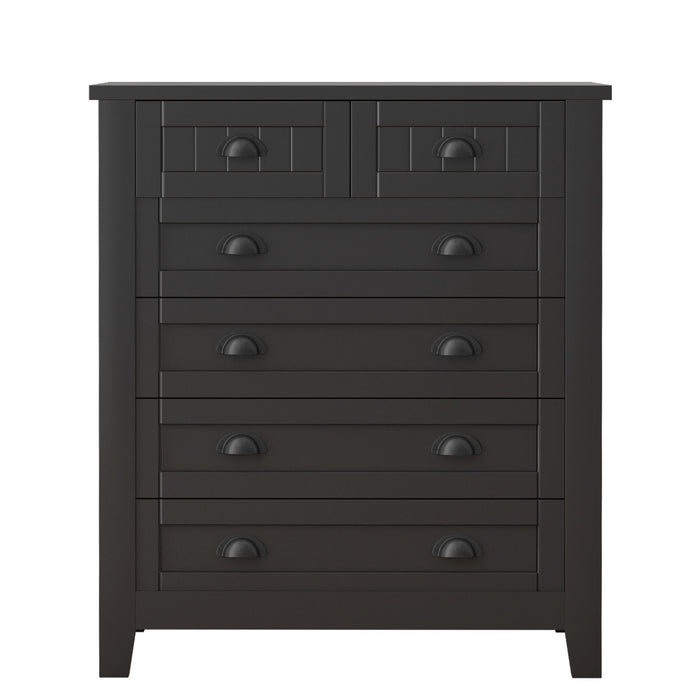 Drawer Dresser Cabinet, Bar Cabinet, Storge Cabinet, Lockers, Retro ShelL-Shaped Handle, Can Be Placed In The Living Room, Bedroom, Dining Room - Black