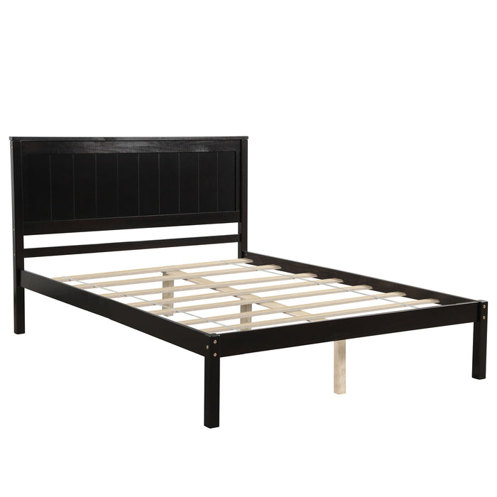 Platform Bed Frame With Headboard, Wood Slat Support, No Box Spring Needed, Full, Espresso