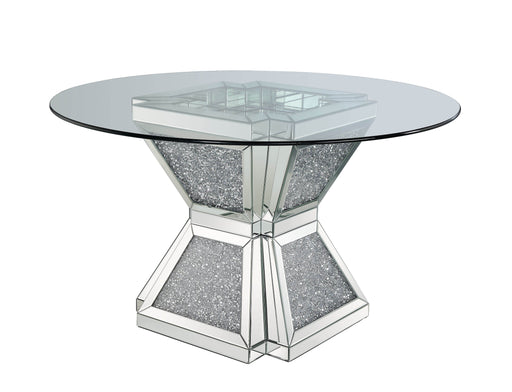 Noralie - Dining Table - Clear Glass, Mirrored & Faux Diamonds - 31" Unique Piece Furniture