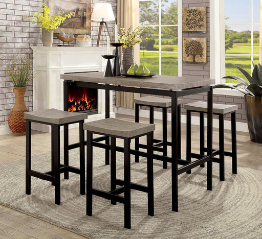 Vilvoorde - 5 Piece Counter Height Table Set - Gray / Black Unique Piece Furniture
