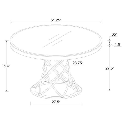 Irene - Round Glass Top Dining Table - White And Chrome Unique Piece Furniture