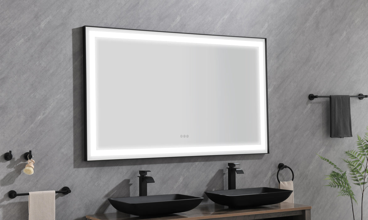 Framed LED Single Bathroom Vanity Mirror In Polished Crystal Bathroom Vanity LED Mirror With 3 Color Lights Mirror For Bathroom Wall