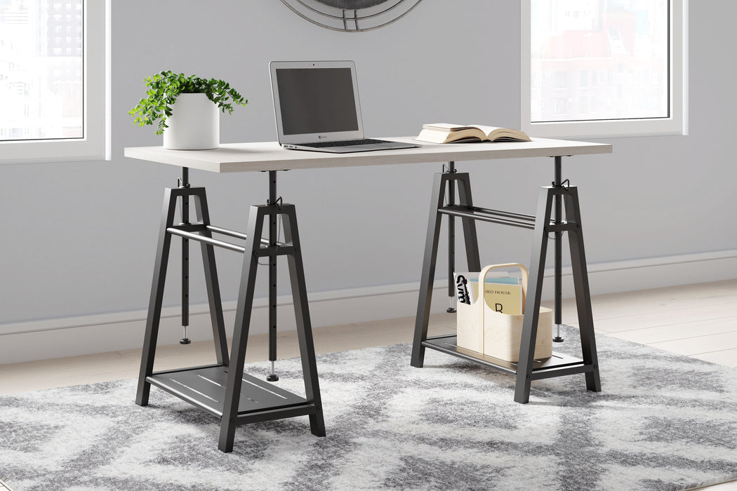Bayflynn - White / Black - Adjustable Height Desk Unique Piece Furniture