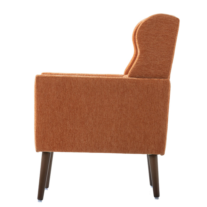 Modern Accent Chair Upholstered Foam Filled Living Room Chairs Comfy Reading Chair Mid Century Modern Chair With Chenille Fabric Lounge Arm Chairs Armchair For Living Room Bedroom Orange