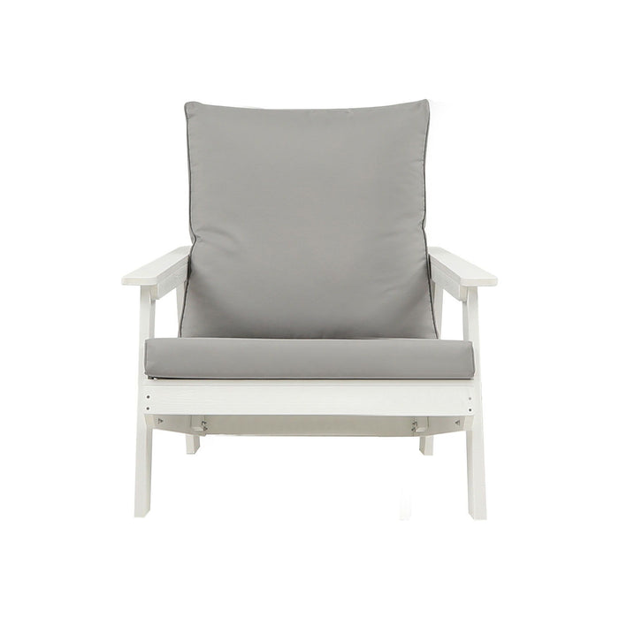 Hips All-Weather Outdoor Single Sofa With Cushion, White / Grey