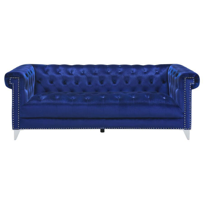 Bleker - Tufted Tuxedo Arm Sofa - Blue Unique Piece Furniture