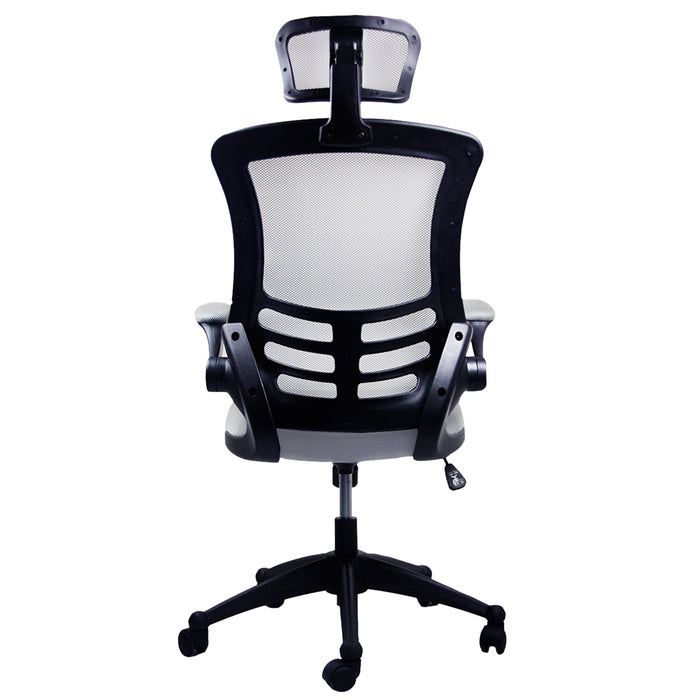 Techni Mobili Modern High Back Mesh Executive Office Chair With Headrest And Flip Up Arms, Silver Gray
