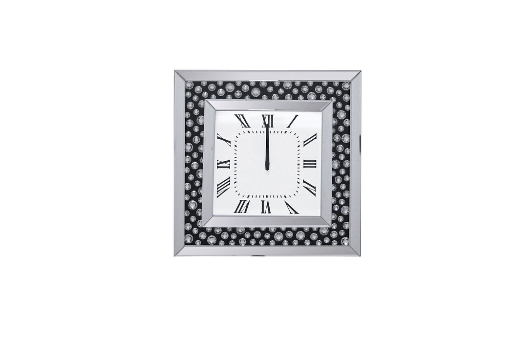 Marku - Wall Clock - Mirrored & Faux Gemstones Unique Piece Furniture