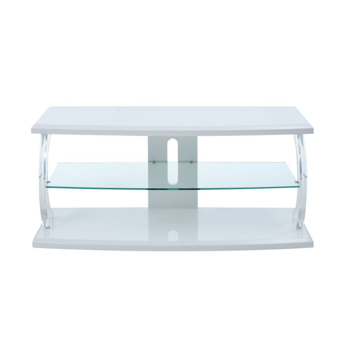 Aileen - TV Stand - White & Clear Glass Unique Piece Furniture