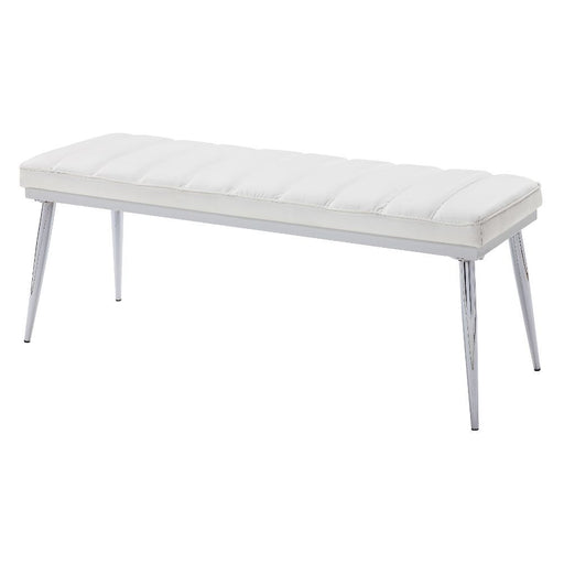 Weizor - Bench - White PU & Chrome Unique Piece Furniture