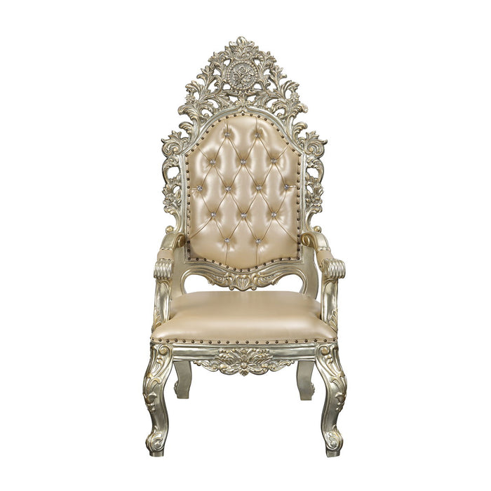 Acme Sorina Arm Chair (Set of 2) PU & Antique Gold Finish