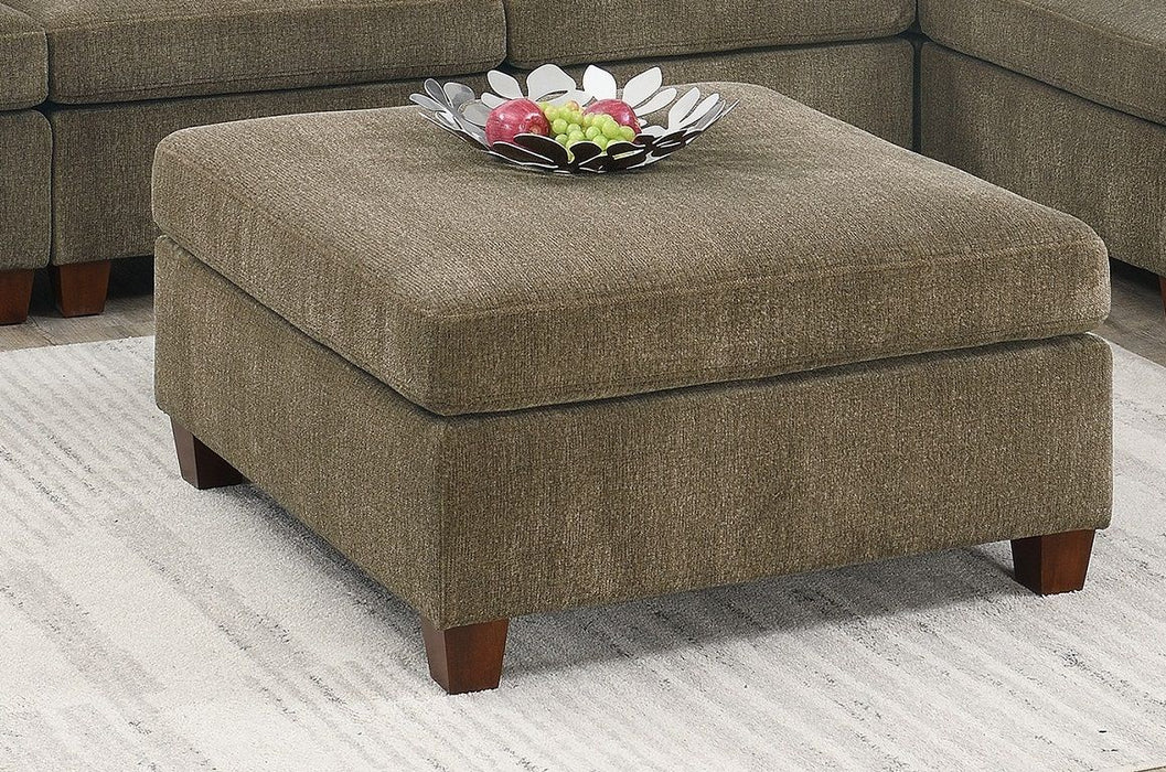 Contemporary 1 Piece Ottoman Tan Color Chenille Fabric Modular Corner Wedge Sofa Living Room Furniture