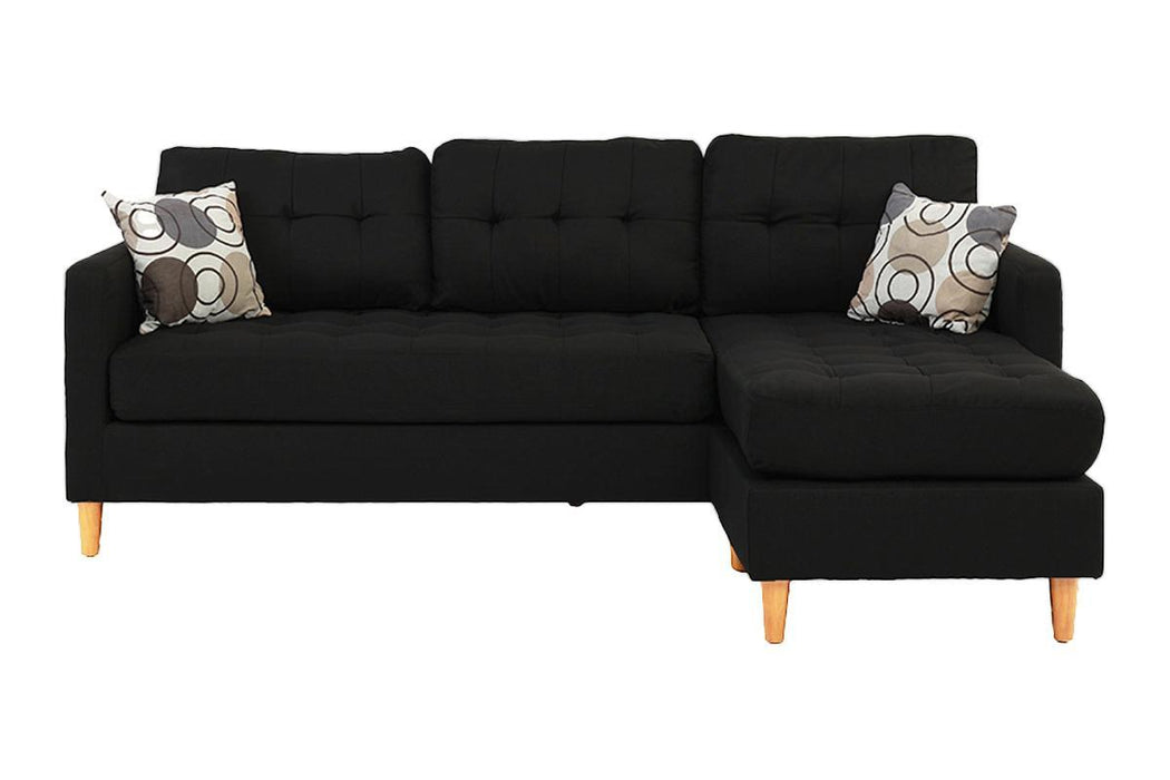 Black Polyfiber Sectional Sofa Living Room Furniture Reversible Chaise Couch Pillows Tufted Back Modular Sectionals