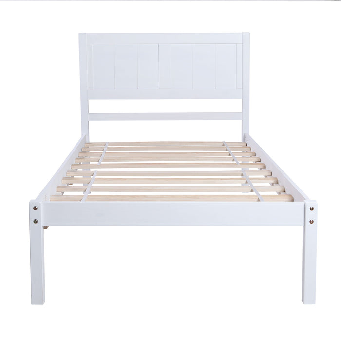 Wood Platform Bed Twin Size Platform Bed With Headboard - White