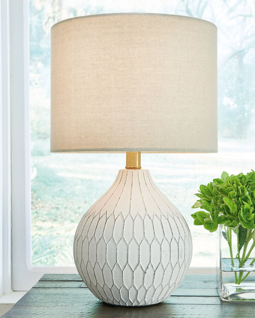 Wardmont - White - Ceramic Table Lamp Unique Piece Furniture