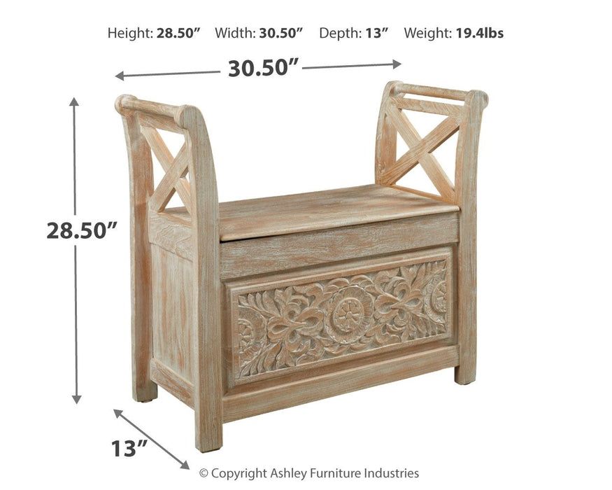 Fossil - Whitewash - Accent Bench Unique Piece Furniture