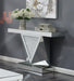 Amore - Rectangular Sofa Table With Triangle Detailing - Silver And Clear Mirror Unique Piece Furniture