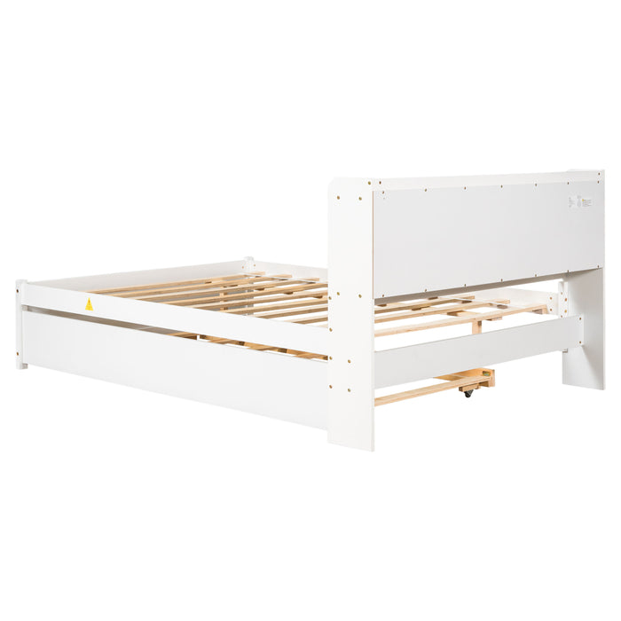 Full Bed With Trundle - White