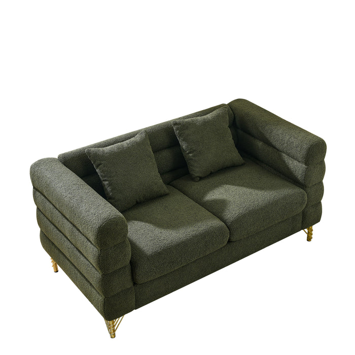 3 Seater / 2 Seater Combination Sofa Green Teddy
