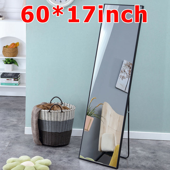 Black Solid Wood Frame Full Length Mirror, Dressing Mirror, Bedroom Porch, Decorative Mirror, Clothing Store, Floor Mounted Large Mirror, Wall Mounted