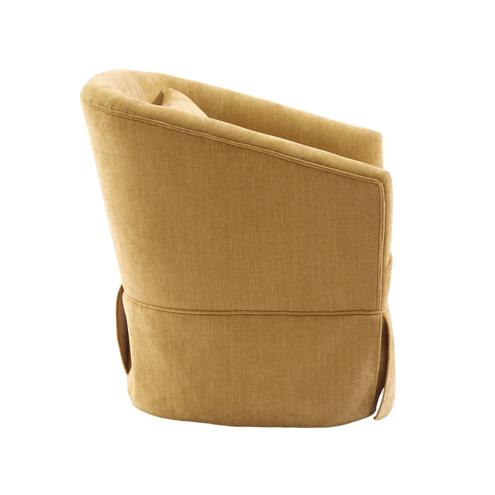 360 Degree Swivel Accent Armchair Linen Blend Musted Yellow