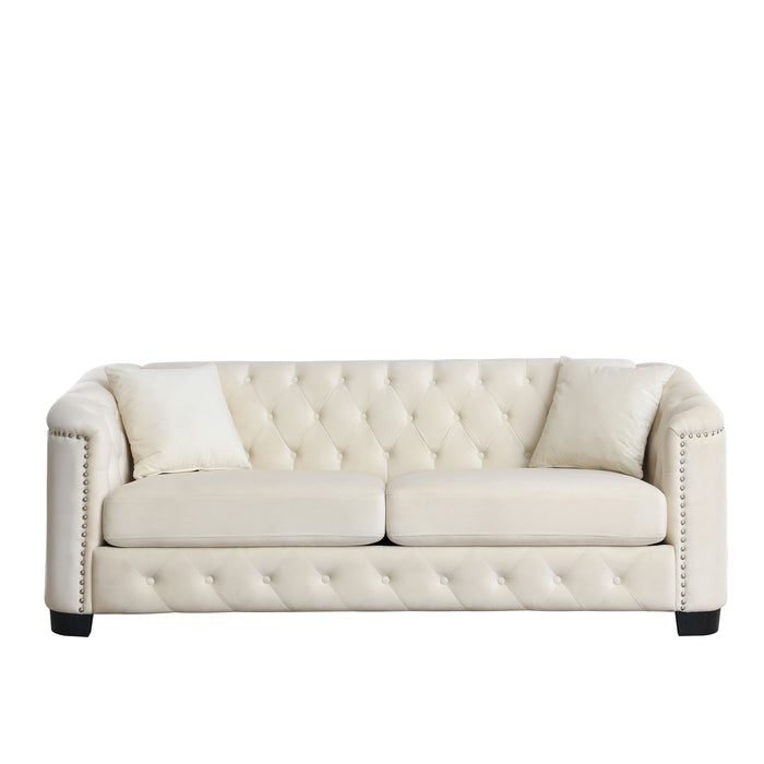 3-Seater + 2-Seater Combination Sofa. Velvet - Beige