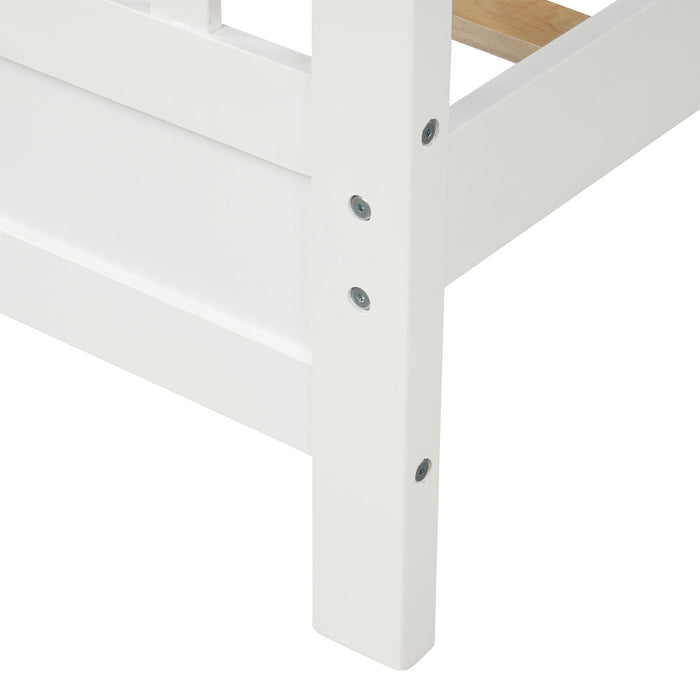 Wood Platform Bed With Headboard And Footboard, Full (White)