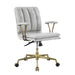 Damir - Office Chair - Vintage White Top Grain Leather & Chrome Unique Piece Furniture