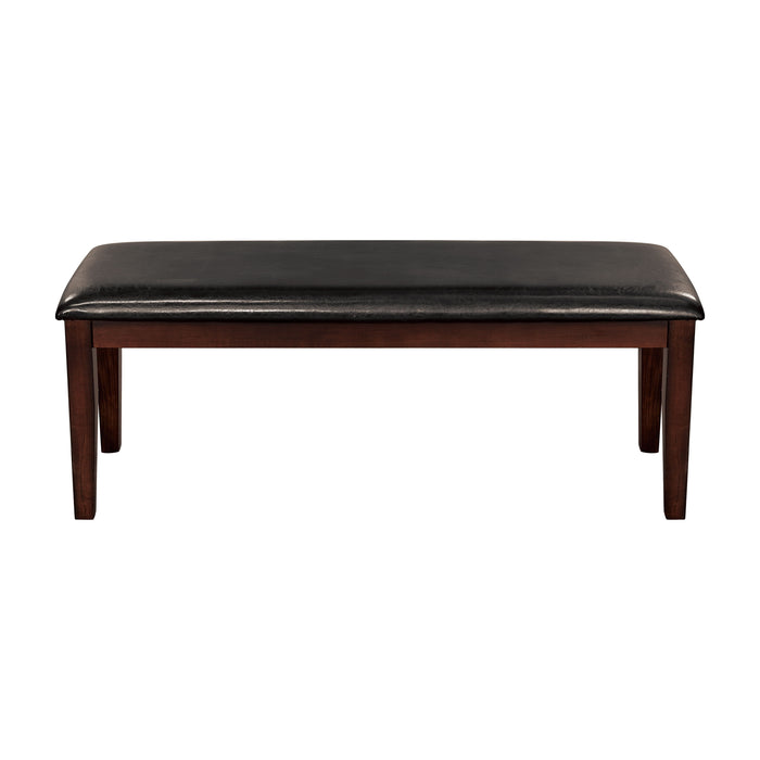Classic Cherry Finish Wood Frame Bench 1 Piece Fabric Upholstered Seat Dining Furniture