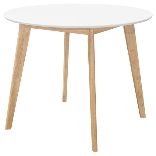 Breckenridge - Round Dining Table - Matte White And Natural Oak Unique Piece Furniture