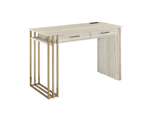 Tyeid - Vanity Desk - Antique White & Gold Finish Unique Piece Furniture