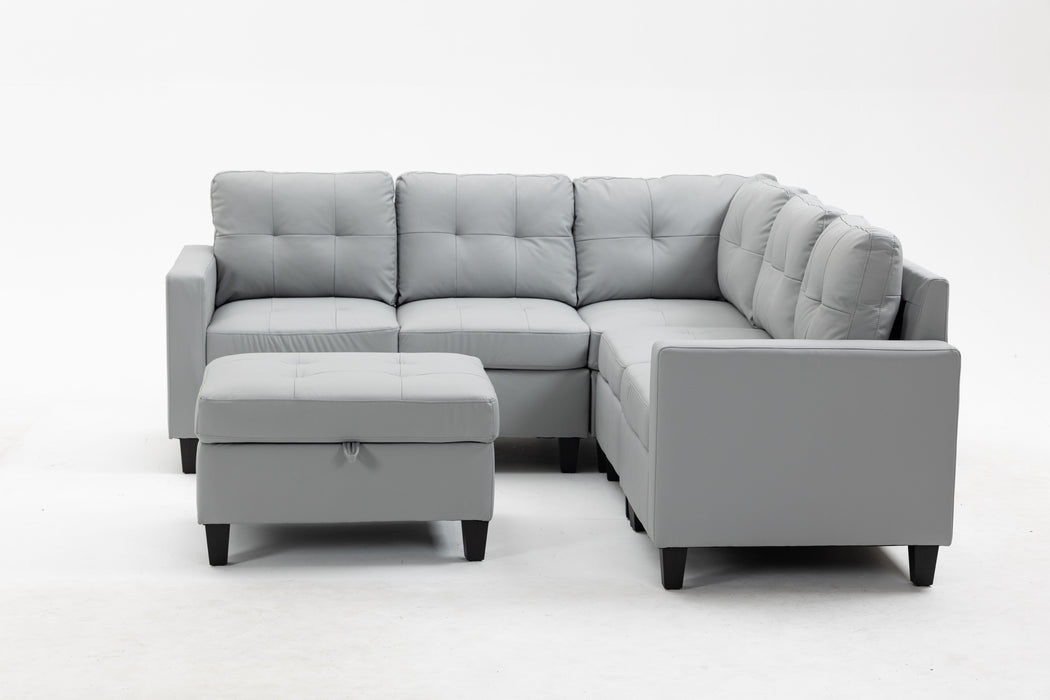 Modular Sectional Sofa Assemble Modular Sectional Sofas Bundle Set Cushions, Easy To Assemble Left & Right Arm Chair, Corner Chair, Ottomans Table - Gray