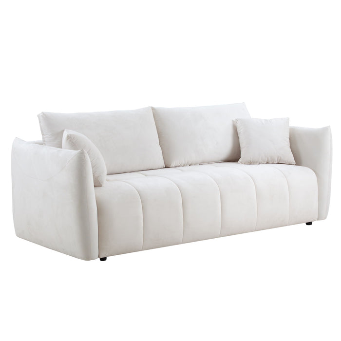 85'' Modern Fabric Sectional Couch Sofa 3 Seater Sofa With 3 Pillows For Living Room, Bedroom, Living Room Beige