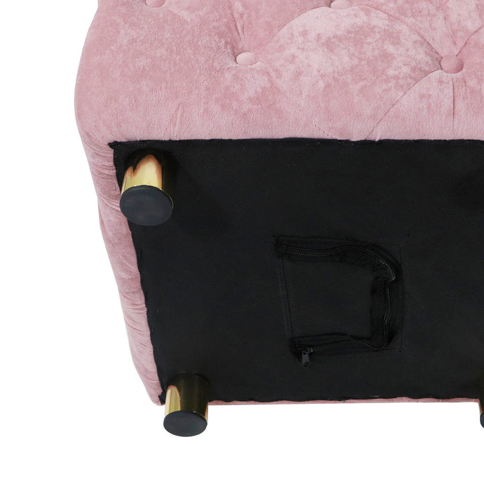 Pink Modern Upholstered Ottoman, Exquisite Small End Table, Soft Foot Stool, Dressing Makeup Chair, Comfortable Seat For Living Room, Bedroom, Entrance
