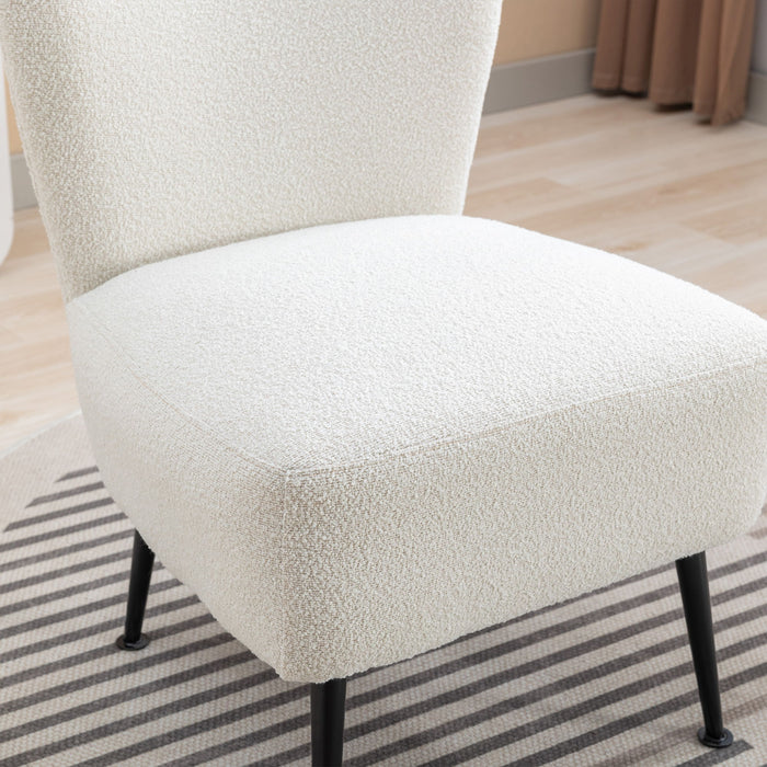 Boucle Upholstered Armless Accent Chair Modern Slipper Chair, Cozy Curved Wingback Armchair, Corner Side Chair For Bedroom Living Room Office Cafe Lounge Hotel Beige