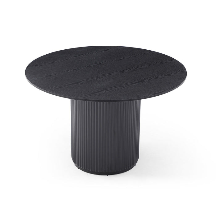 Round Dining Table, MDF Handcraft Pedestal Dining Room Table Restaurant Furniture Leisure Coffee Table - Black