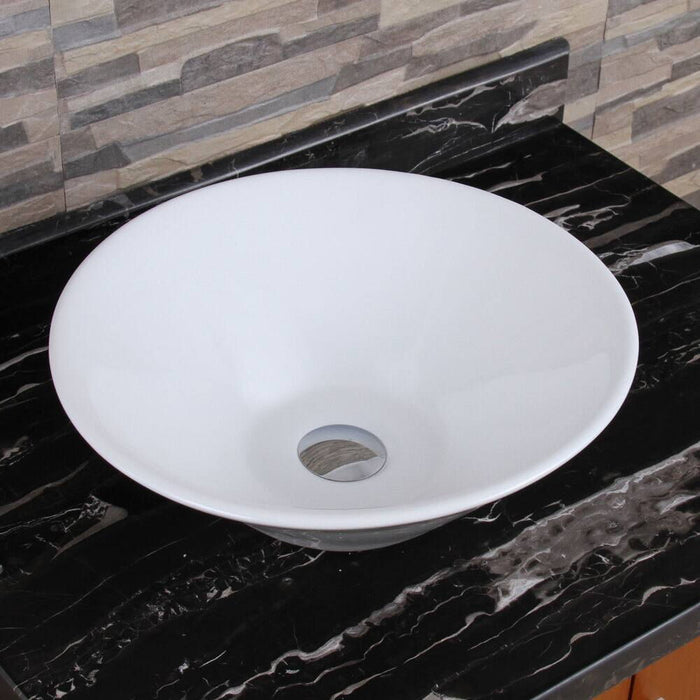 Ceramic Round Above Counter White Bathroom Sink Art Basin