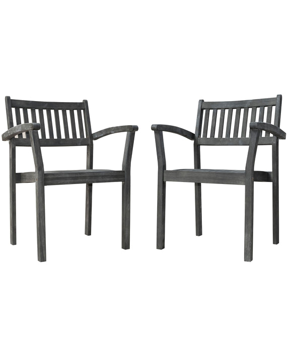 Renaissance Outdoor Patio Hand Scraped Wood Stacking Armchair (Set of 2)