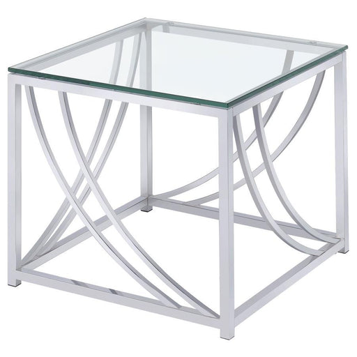 Lille - Glass Top Square End Table Accents - Chrome Unique Piece Furniture
