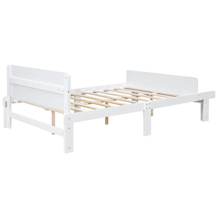 Full Bed With Footboard Bench, White