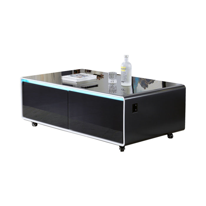 Smart Table Fridge, Multifunctional Coffee Table, Tempered Glass Table Top And Back Storage